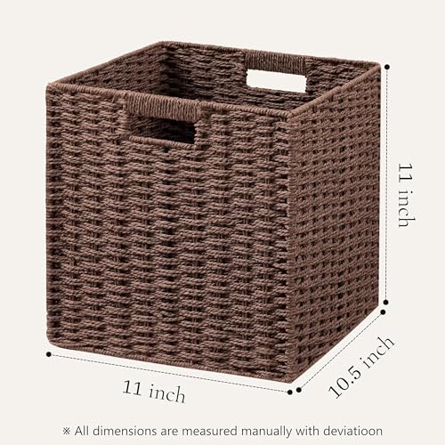2 Pack Wicker Basket (Cube-2pack 11"×11"×10.5" / Dark Brown)