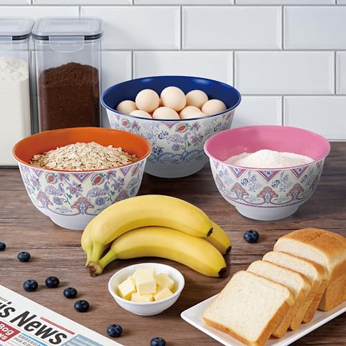 Melamine Mixing Bowl Set with Lids (Ottoman Floral / Large)