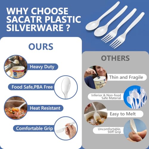 1000 Count White Plastic Spoons Heavy Duty (White)