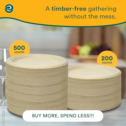9 Inch Disposable Bagasse Paper Plates (9" [Natural])