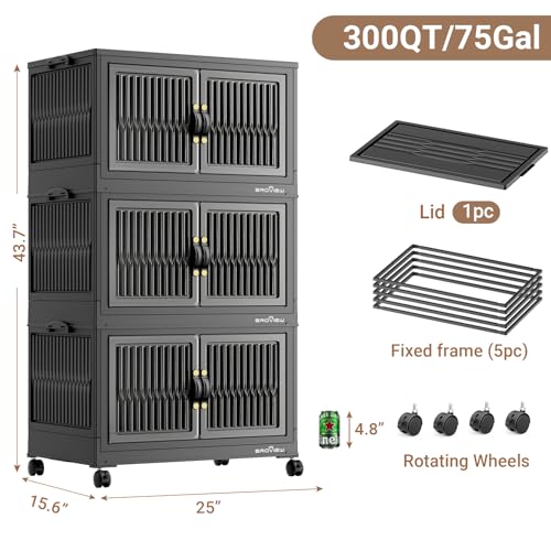 300Qt Stackable Storage Bins with Lid (3 Count)