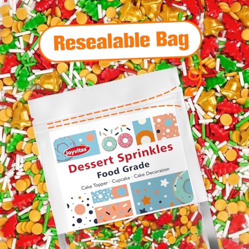 Edible Jimmies Sprinkles for Cake Decorating (Christmas Sprinkles Mix)