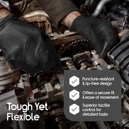8 Mil HEAVY DUTY Stretch Nitrile Black Gloves Disposable Latex Free (Small)