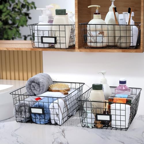 6 Pack Wire Baskets for Pantry Organization and Storage (Large-6 Pack)