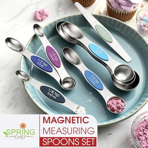Stainless Steel 8 Magnetic Measuring Spoons Set (Winter Frost / 1-Pack)