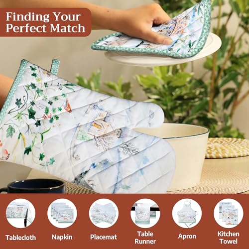Pot Holders 100% Cotton Potholders (104 - Snowy World / 8" x 8" (Pot Holder Pack of 1))