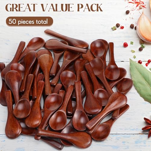 50 Pcs Small Wooden Spoons (Old Paint Color)