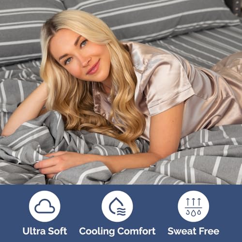 Short Queen Size 4 Piece Bed Sheet Set (41 - Grey Stripes 3 / Short Queen)