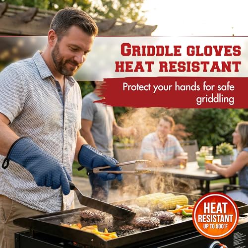 Silicone Griddle Grill Gloves Heat Resistant Oven Mitts (Classic Navy / One Size)