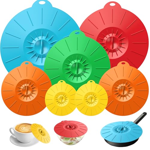 7 Pack Silicone Lids Microwave Splatter Cover (7-Pack Silicone Lids)