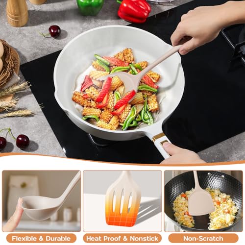 Silicone Cooking Utensils Set (Khaki)