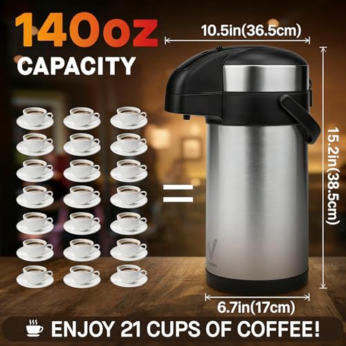 Airpot Coffee Dispenser with Pump (140 Ounces / 1 Pack)