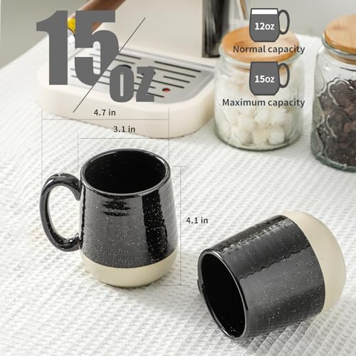 Ceramic Coffee Mugs Set (Black / Set of 4)