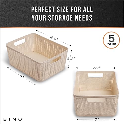 Woven Plastic Basket (Natural / 5PK- S)