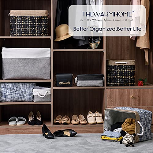 Small Storage Baskets for Organizing (White&Grey / 6PCS/Small -11.8Lx7.9Wx5.2H)
