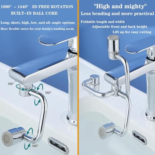 2026 Upgraded Universal Sink Faucet 1080° Rotating Faucet Extender with Upward Facial Mist (Silver)