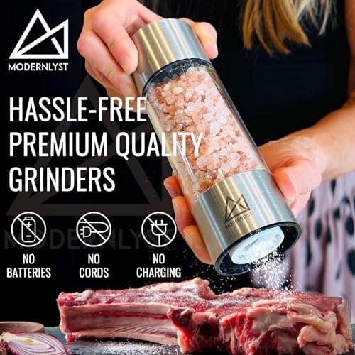 Salt and Pepper Grinder Set Manual 2 Pack (Stainless Steel)