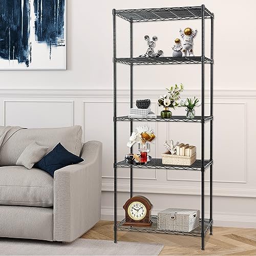 Shelves Wire Shelving Utility Storage Shelves Shelving Unit NSF Certified Height Adjustable Metal 5 Tier Shelves Easy Assembly 24" L x 14" W x 59" H