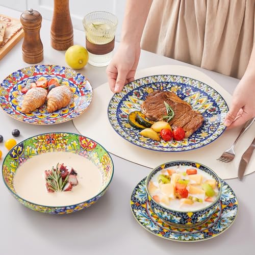 24 Pieces Dinnerware Sets for 6 (Service for 6 (24 Pcs) / Bohemian Style)