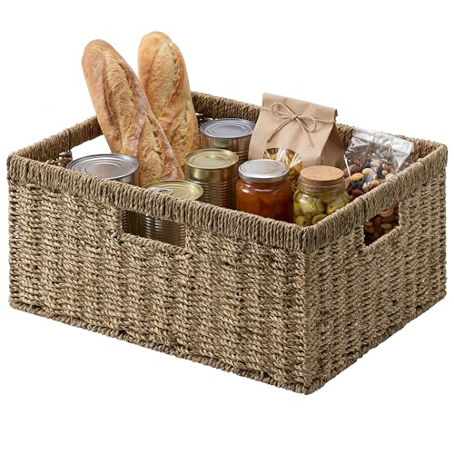 Extra Large Wicker Basket (Natural (Seagrass) / 16½"L x 13"W x 7½"H)