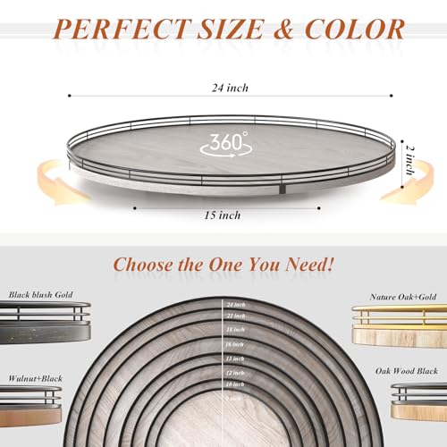24 Inch Whitewashed Farmhouse Wooden Lazy Susan Organizer (White / 24 inches)