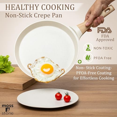 9.5 Inch Nonstick Crepe Pan with Spreader (Stove Crepe Pan / Stove White)