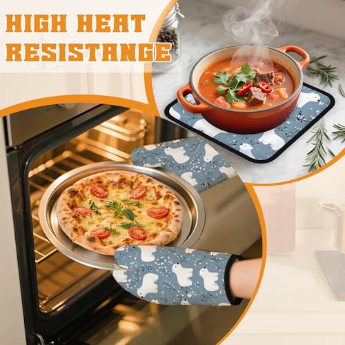 Cute Polar Bear Oven Mitts and Pot Holders (4 Count)