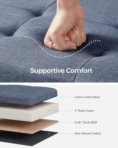 43.3 Inches Folding Storage Ottoman Bench (Misty Blue / 15"D x 43"W x 15"H (without Flipping Lid))