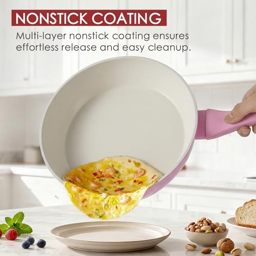 31 Piece Pots and Pans Set Non Stick Kitchen Cookware Sets (Pink&White / 31 Pieces)