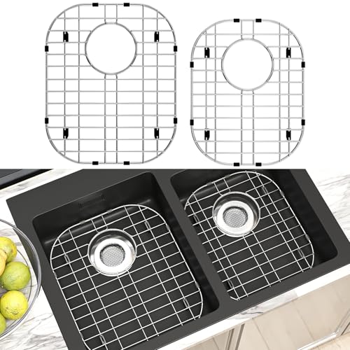 2Pack Stainless Steel Sink Protector Grid 13"x16" and 11.2"x14.5" (2Pack-13''x16''&11.2''x14.5''/Rear Drain)