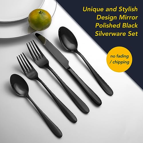 40 Piece Black Silverware Set Service for 8 (Black)