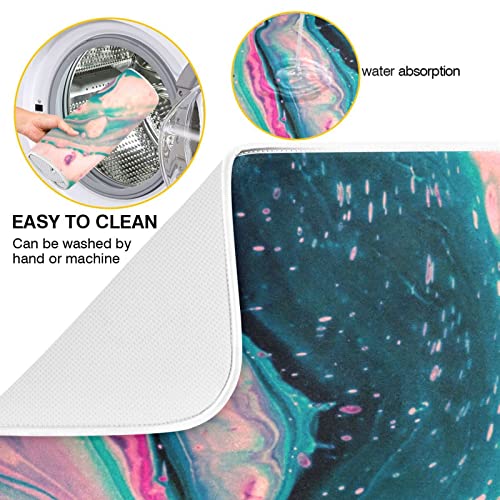 Super Absorbent Dish Drying Mat (Marble Pink Green / 18" x 24")