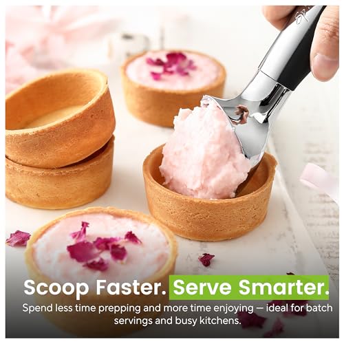 Heavy Duty Metal Ice Cream Scoop with Soft Grip Handle