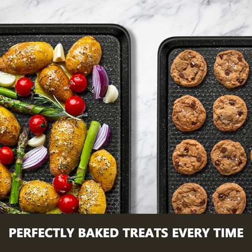 Baking Sheet Pan Set of 2 (17.5x12x1 inch Set / Textured Black)