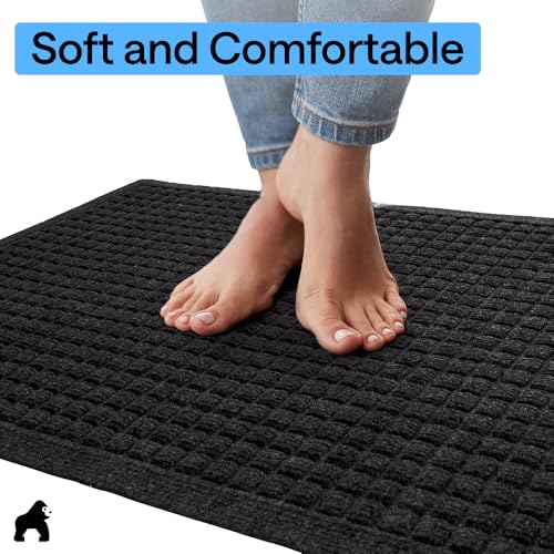 HydroABSORB Door Mat for Indoor Outdoor Use (Black / 35" X 23")