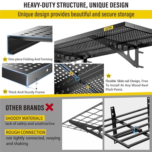 2 Pack 1.64x4ft Adjustable Garage Wall Shelving 560lbs Load Capacity Heavy Duty Wall Mounted Storage Shelf Metal Floating Shelves for Garage (2pack-1.64x4ft / Black)