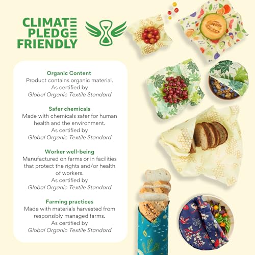 Beeswax Food Wraps (Meadow Magic / 2 Large & 3 Medium)