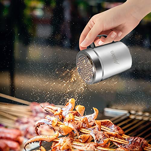 Stainless Steel Salt and Pepper Shakers Set (10 Ounce)