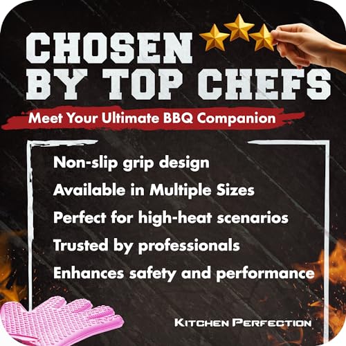 S Silicone Smoker BBQ Gloves (Pink / Small)