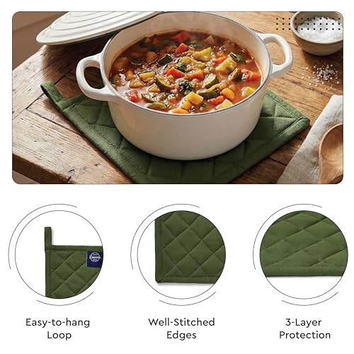 Oven Mitts and Pot Holders Set (Oven Glove + Pot Holder / Leaf Green)