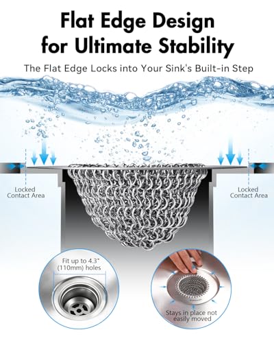 Reversible Kitchen Sink Drain Strainer (Bright Silver)