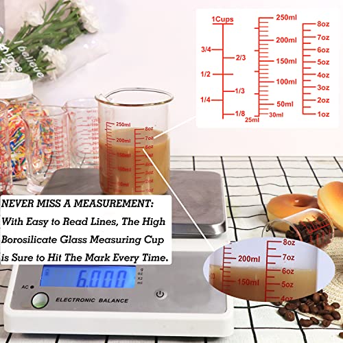 Glass Measuring Cups with Spouts (60ml/120ml/250ml Measuring Cup Set)