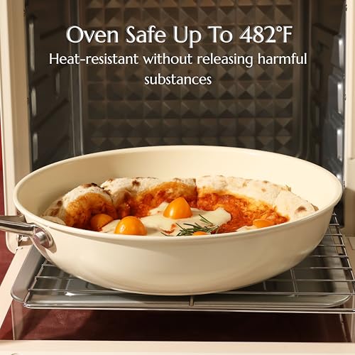 Nonstick Ceramic Frying Pan Skillet (Cream / 11-inch)