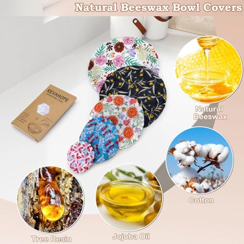 5Pcs Reusable Beeswax Elastic Bowl Covers for Bread Proofing and Food Cover (Colorful Floral)
