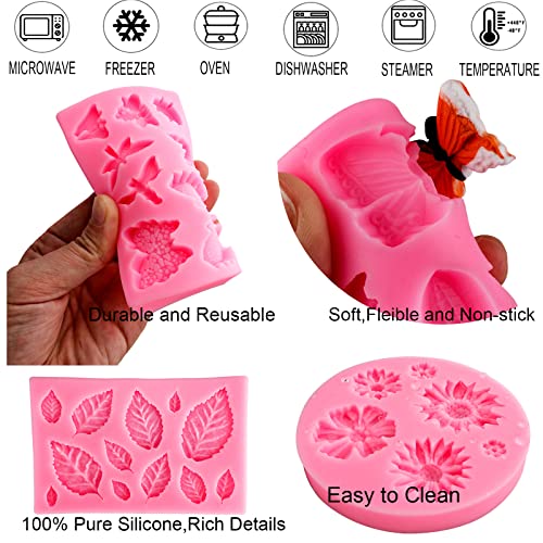 Silicone Mold Flower 8pcs Chocolate Fondant Polymer Clay Candy Gummy Mold (Flower)
