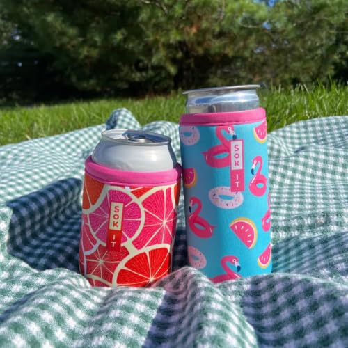 CanSok Sleeve for Beer & Soda Insulated Neoprene Cover (Sunshine Slices / 16oz Can Sleeve)
