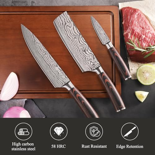 Kitchen Knife Set 3 Piece Chef Knife Set Professional High Carbon Stainless Steel (Set of 3)