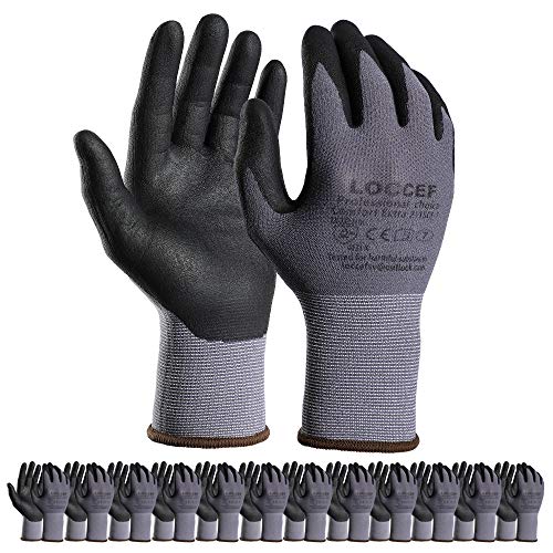 Safety Work Gloves MicroFoam Nitrile Coated (12 Count)