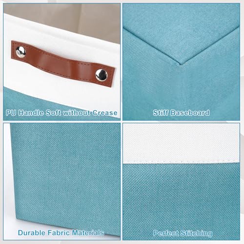13x13 Cube Storage Bins (Teal / Off-White / Cube - 13"x13"x13")