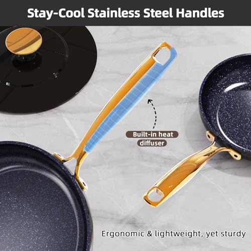 Lux LE 13Pc Ceramic Cookware Set with Elegant Gold Handle (Black Coffee LE)